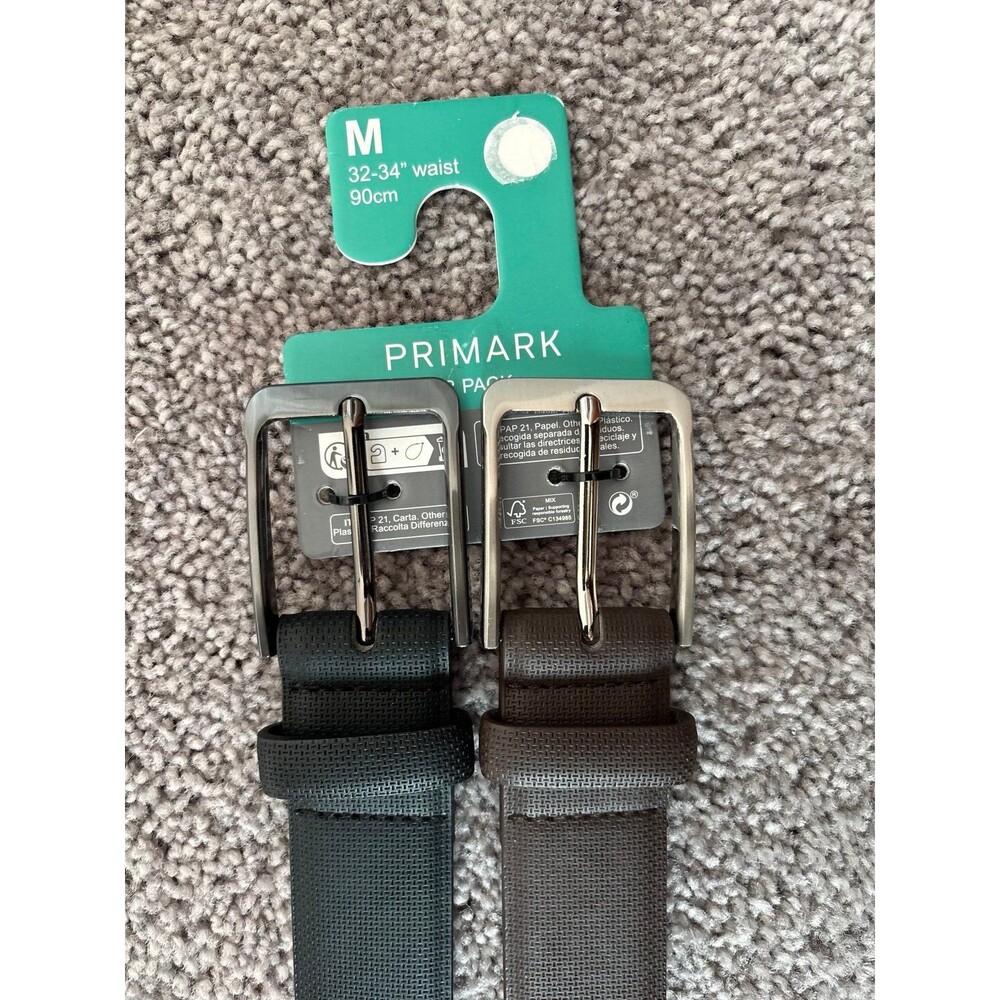 Primark Men's Black & Brown Belt Set, Size M (32-34" Waist) NEW